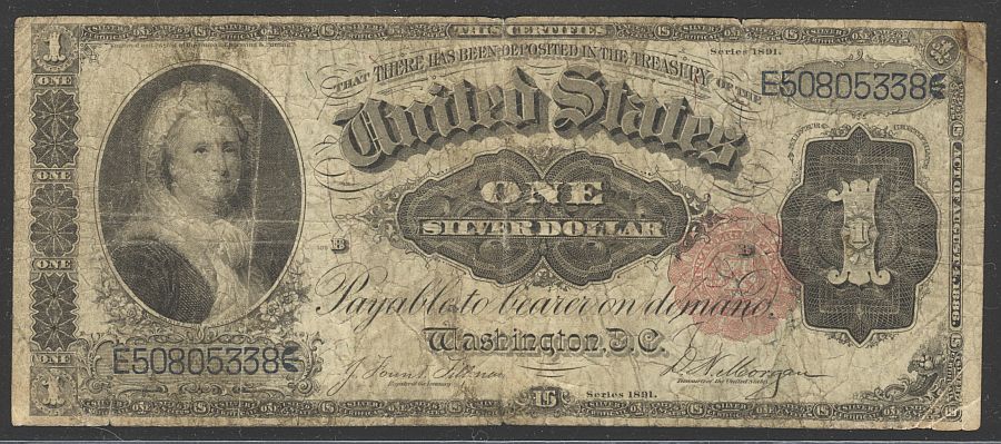 Fr.223, 1891 $1 Silver Certificate, E50805338, F,n